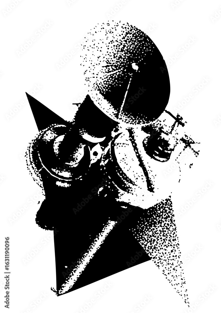 Poster vector abstract faces and geometric shapes create a striking monochrome portrait.