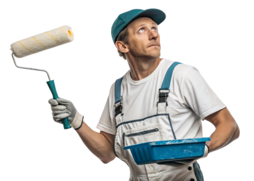 House Painter Working on an Exterior Wall