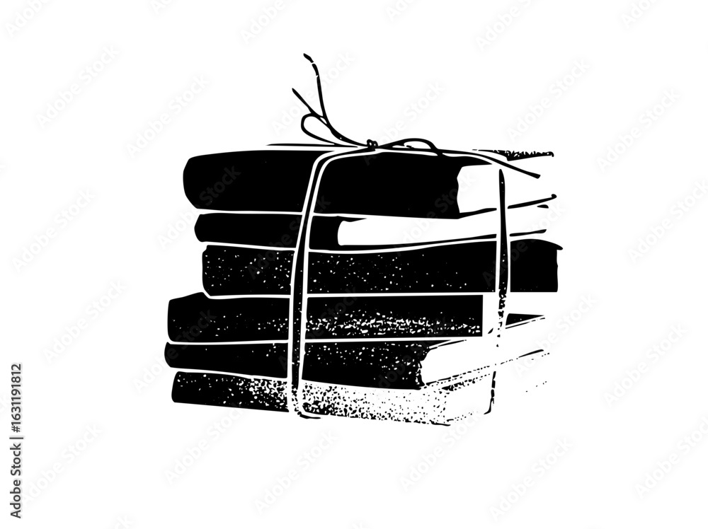 Poster vector stacked books tied with string