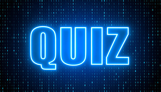 Neon Quiz Sign with Digital Background.