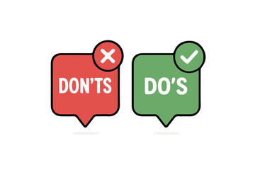 Do and don't icon in flat style yes no vector illustration on white isolated background positive negative sign business concept