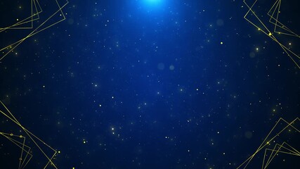 Starry Blue Night Background Gold Frame Glowing Golden Geometric Lines for celebrations digital presentations luxury tech promos, festive intros and events award shows event openers wedding slideshows