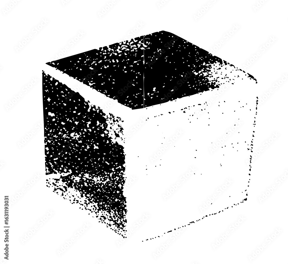 Poster vector abstract geometric cube with a fragmented .