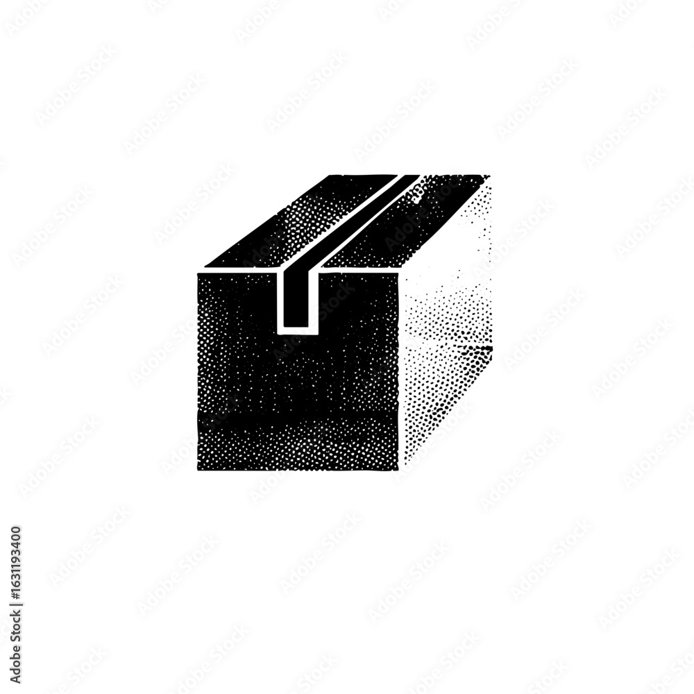 Aufkleber vector open cardboard box with dotted texture.