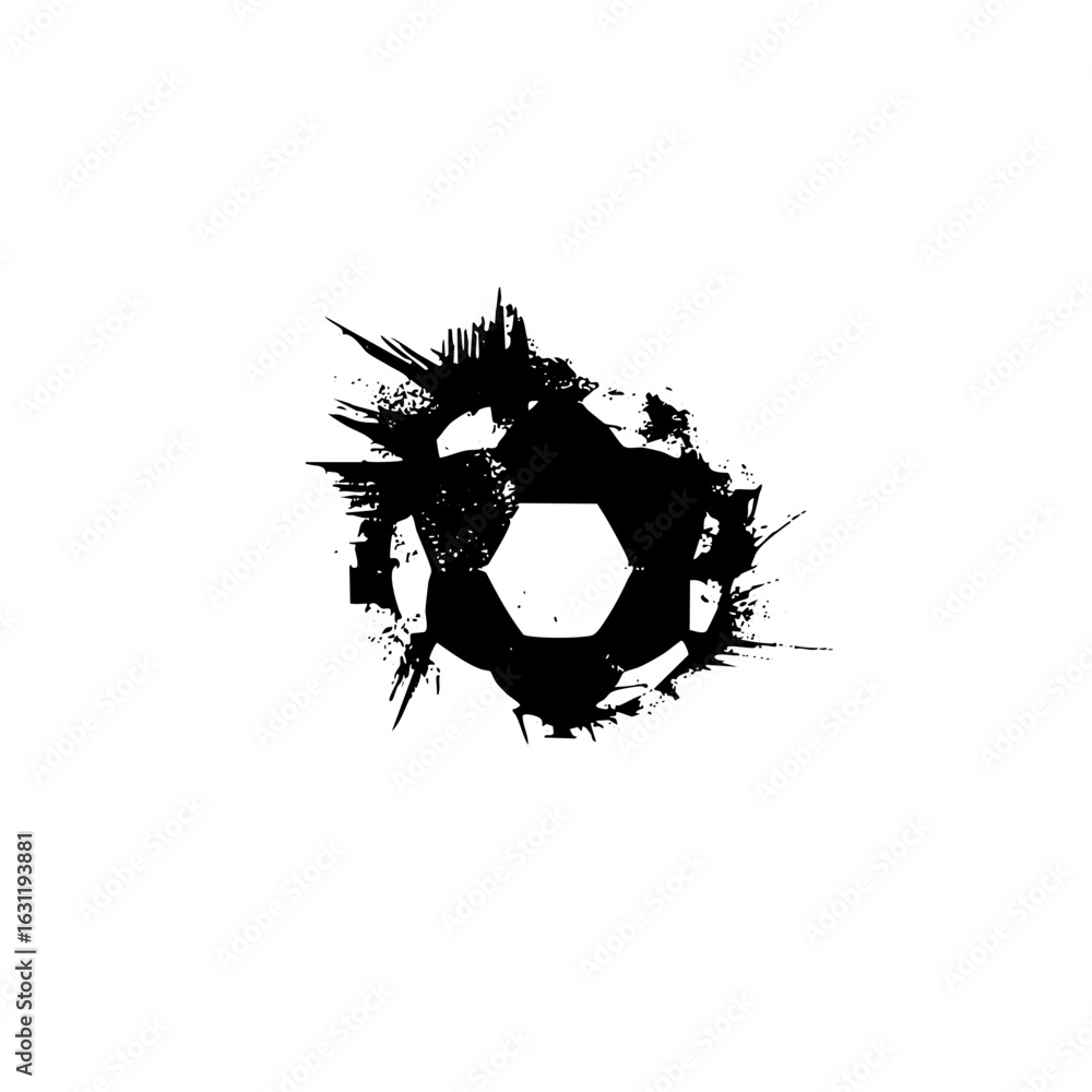 Poster vector distressed geometric shape with fragmented edges.