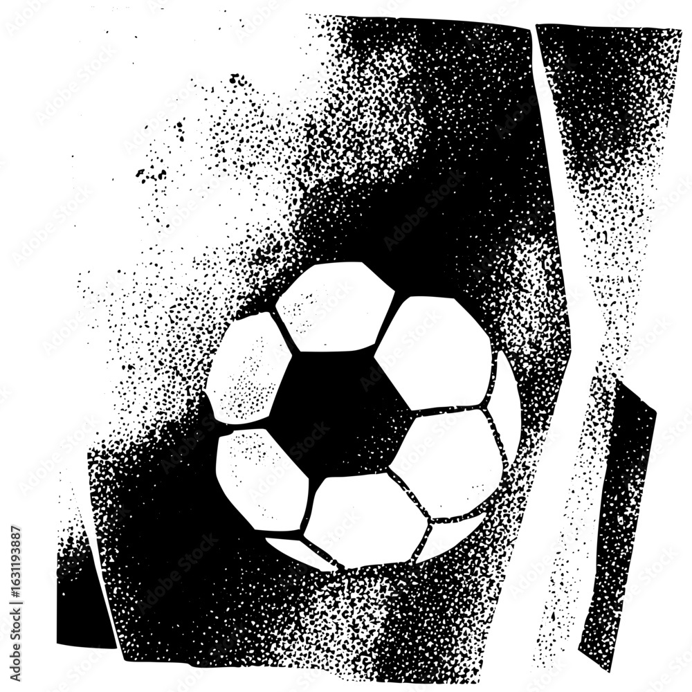 Poster vector dynamic soccer ball with abstract lines.