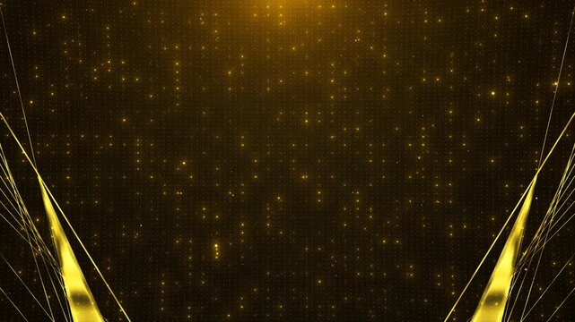 Elegant Golden Stage Sparkling Lights in a Luxurious Abstract Background. glittering particles glowing lights luxurious abstract atmosphere perfect for presentations, ceremonies, and elegant themes.