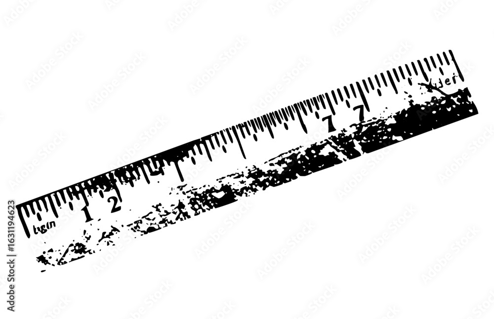 Poster vector distressed ruler with measurement markings