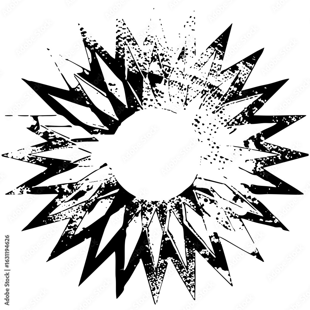 Poster vector abstract burst of jagged spiky shapes creates a dynamic explosion.