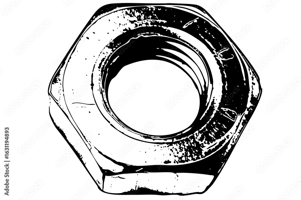 Aufkleber vector detailed vector of a hexagonal nut.