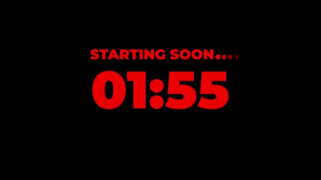 Starting soon Digital countdown clock timer in 2 minute to zero second. text number. Element for overlay concept. 4K footage motion video - Powered by Adobe