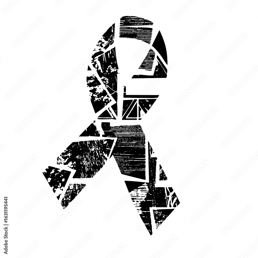 Poster vector abstract geometric letter r with textured shapes.