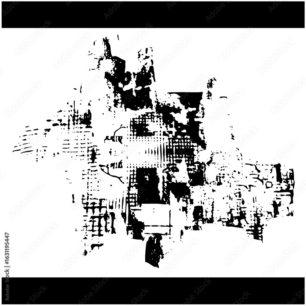 Poster Vector Abstract distressed texture features jagged shapes and linear elements.