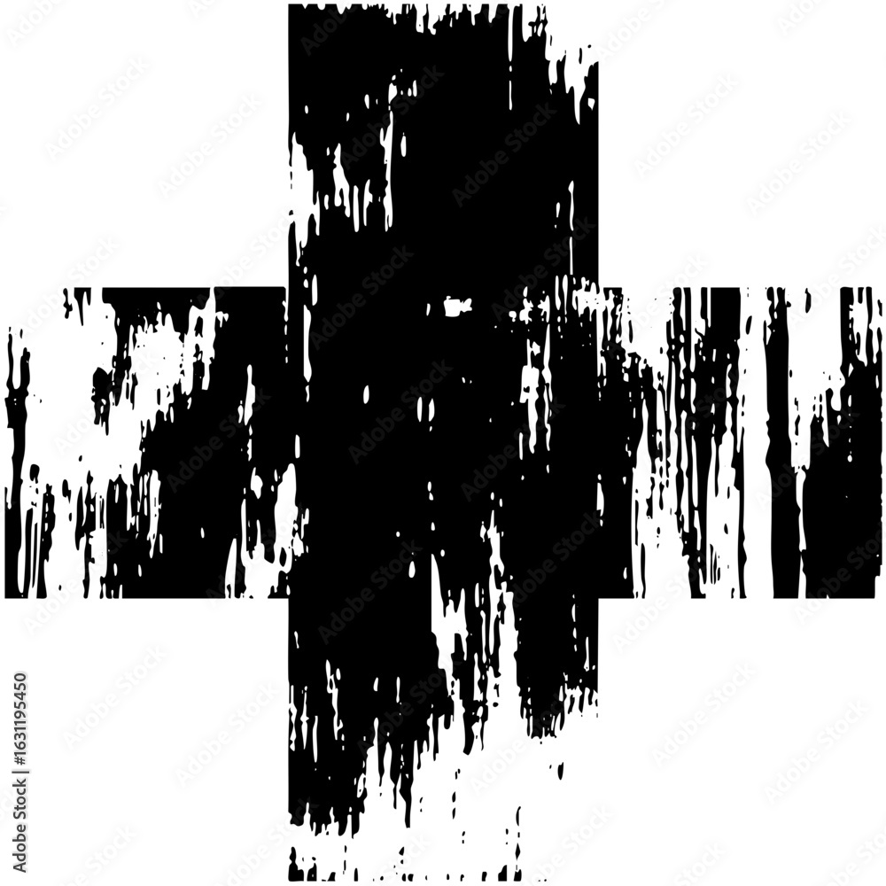 Aufkleber vector abstract distressed cross with rough edges.