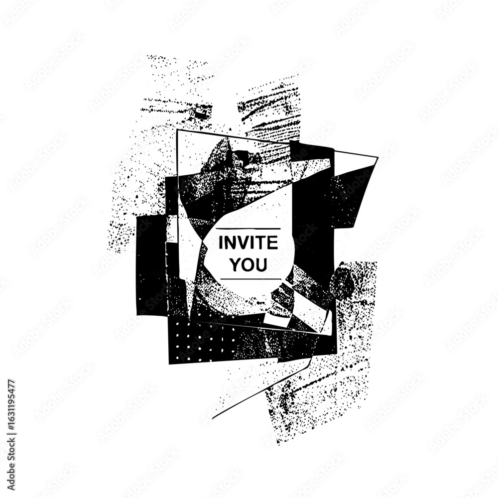 Aufkleber vector abstract invitation featuring geometric shapes and textured elements.