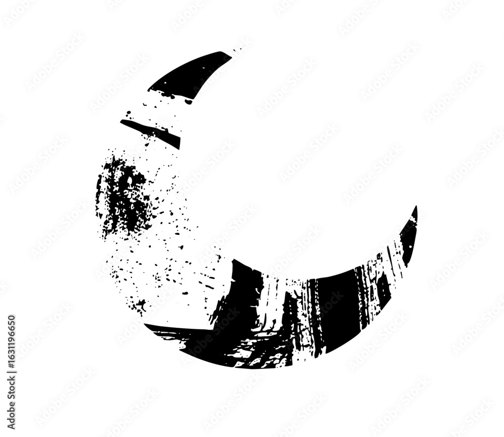 Poster Vector Abstract black element with fragmented circular form.