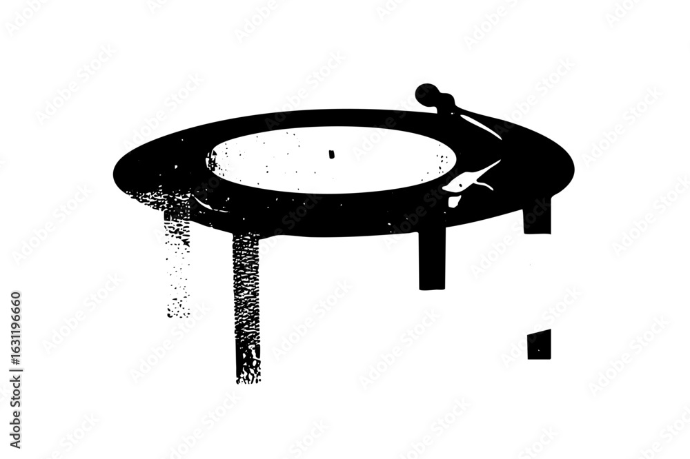 Poster vector abstract turntable with a tone arm and record.