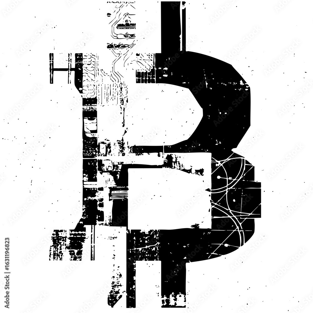 Poster vector abstract typographic featuring fragmented letterforms and geometric shapes.