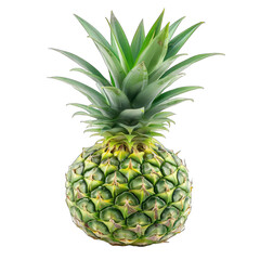 Fresh pineapple, vibrant green crown, and textured skin