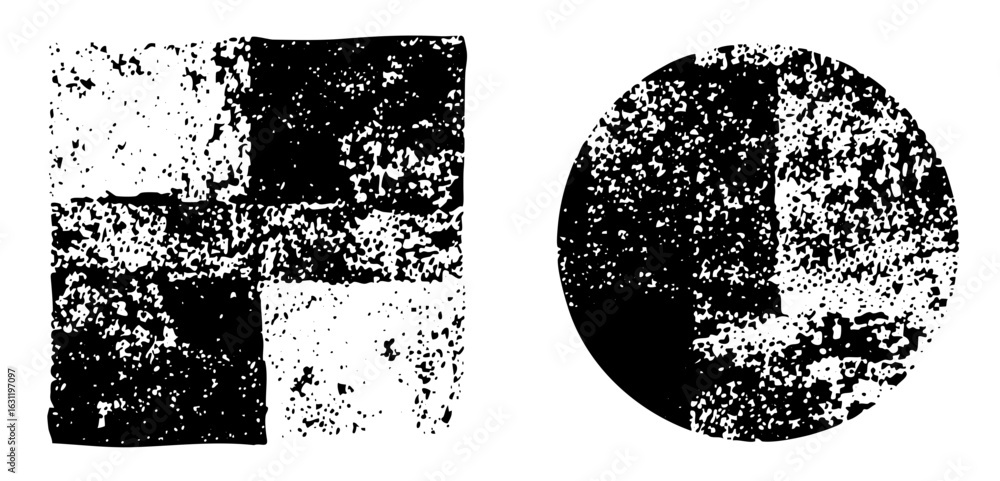 Poster vector abstract geometric shapes with distressed textures.