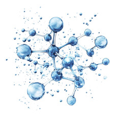 Luminous molecular structure with connected spheres, representing science, medicine on transparent background