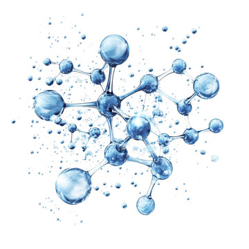 Luminous molecular structure with connected spheres, representing science, medicine on transparent background
