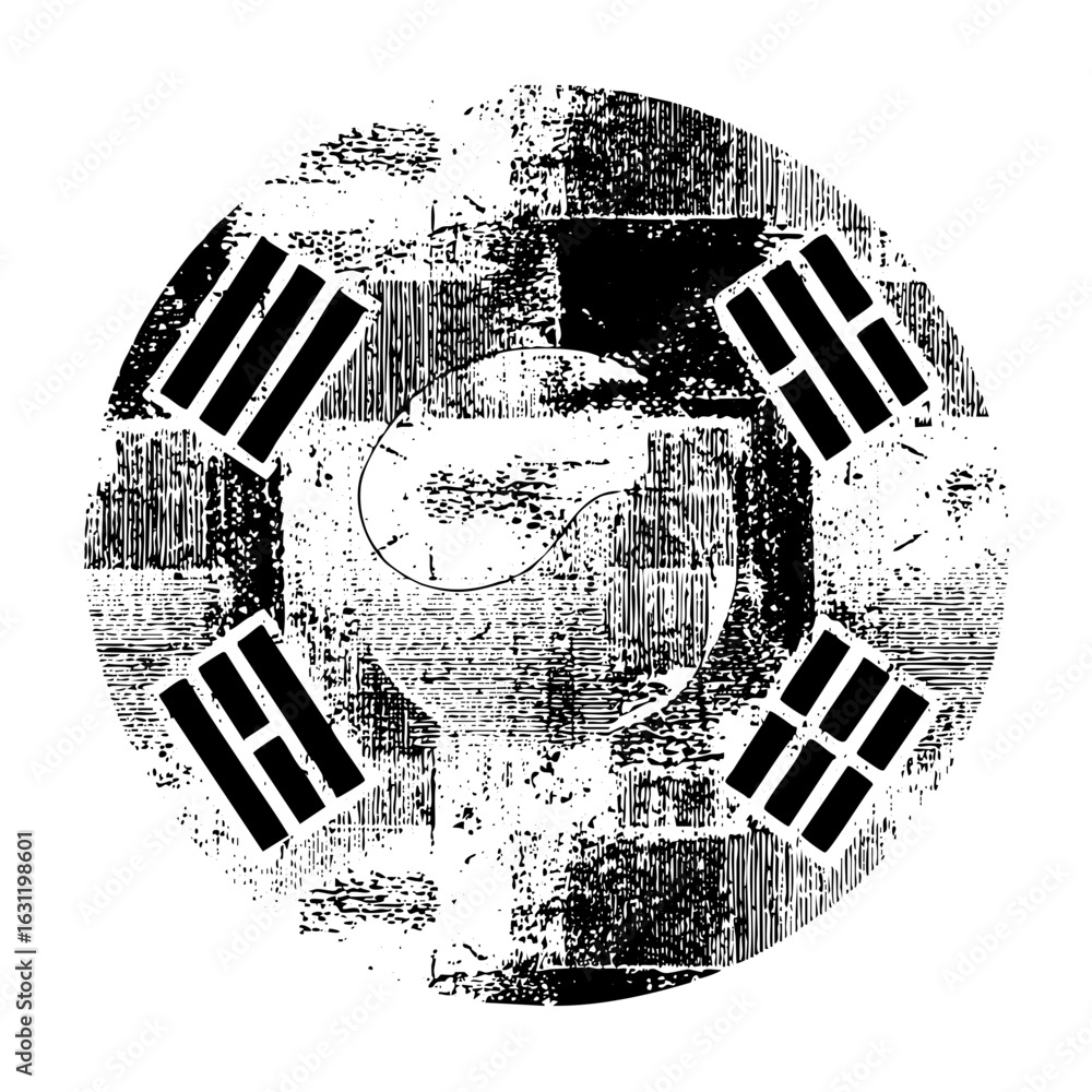 Aufkleber vector abstract taegeuk symbol with distressed texture