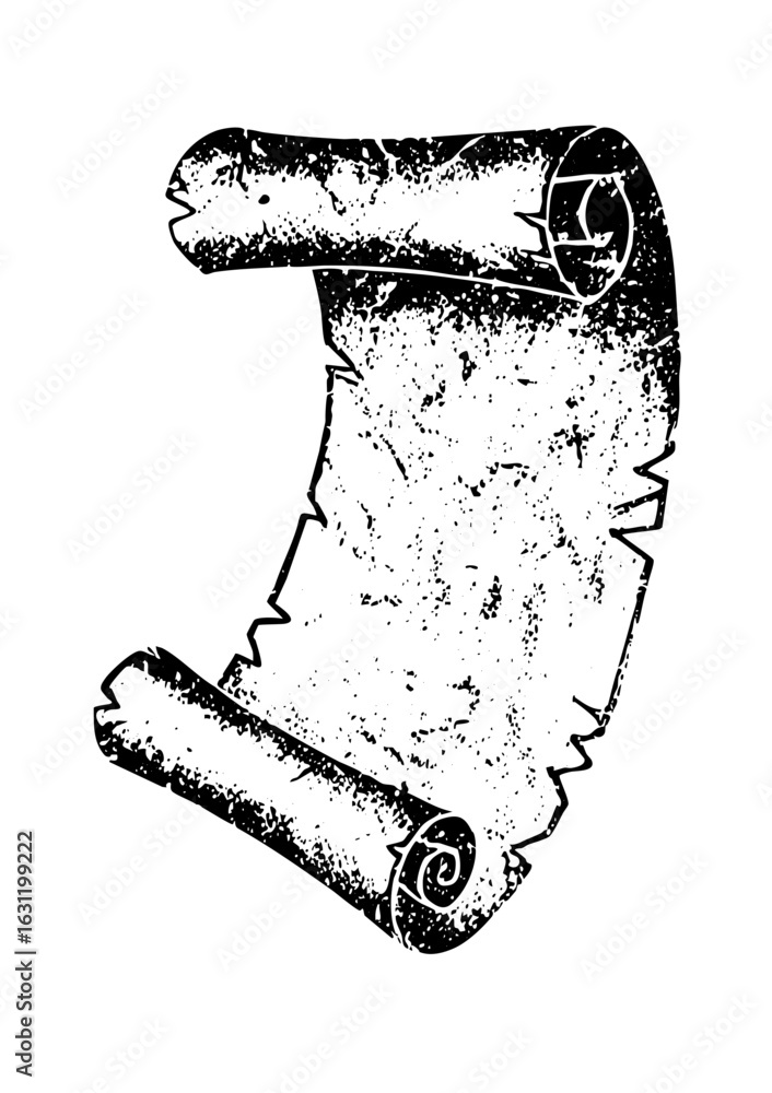 Poster vector distressed parchment scroll with rolled edges.