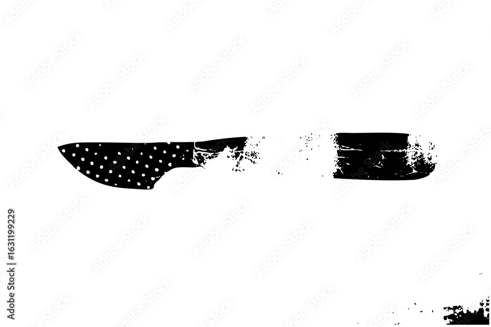 Poster vector abstract knife with dotted handle and textured blade.