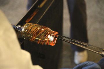 process of making of glass cup, close up details