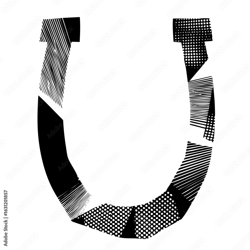 Poster vector abstract horseshoe with patterned sections.