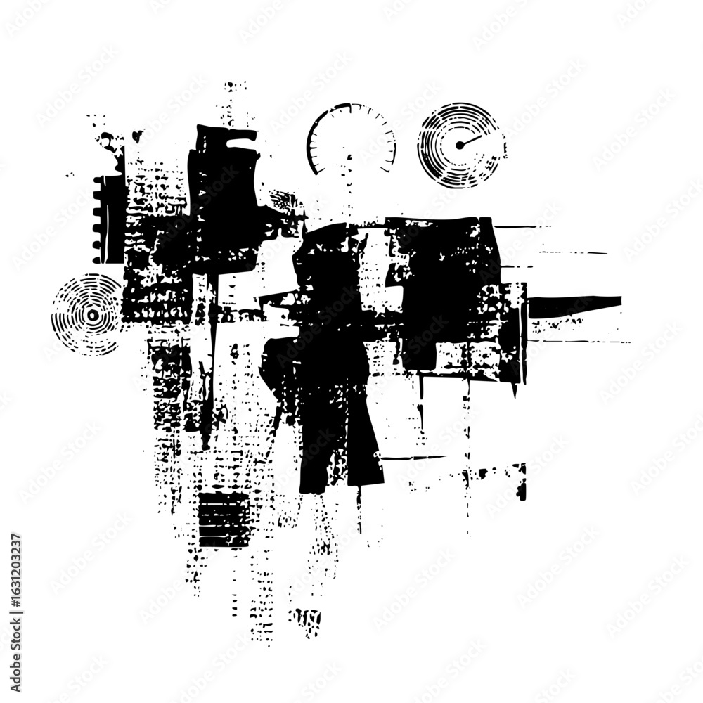 Poster Vector Abstract composition featuring gauges blocks and circular elements.
