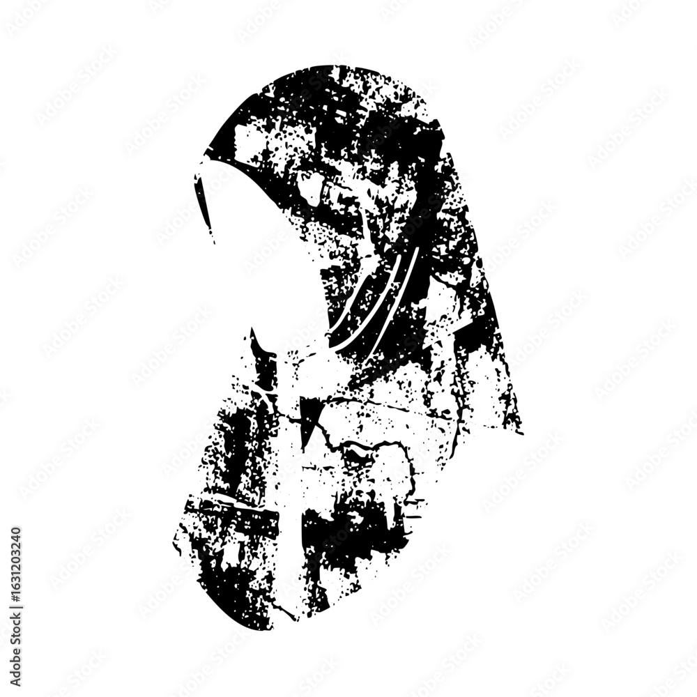 Aufkleber vector abstract portrait of a face in distressed black vector .