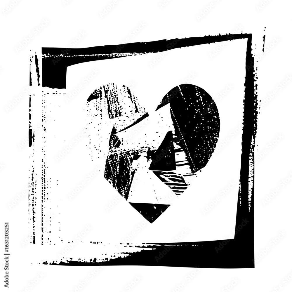 Poster vector abstract portrait of a face composed of geometric shapes.