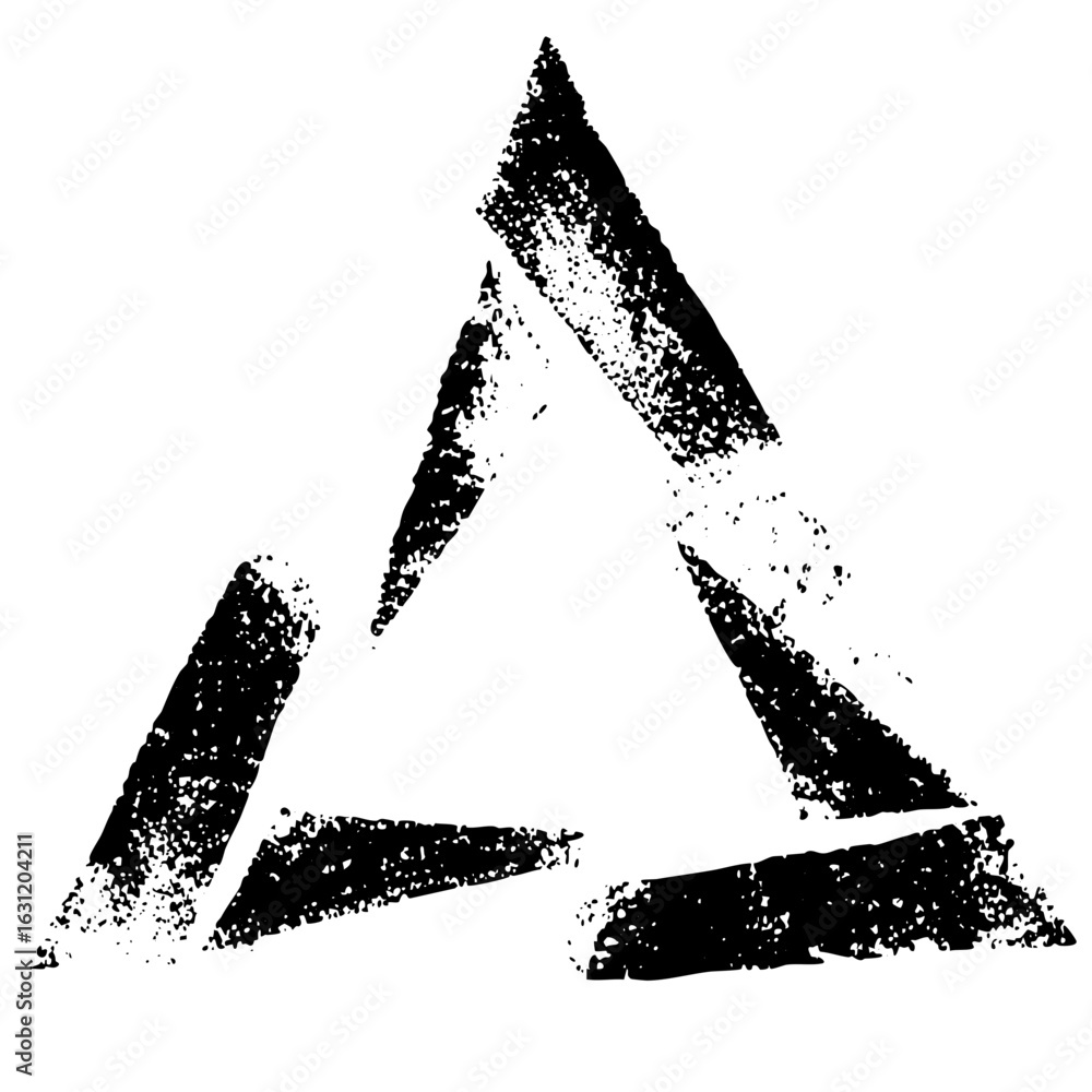 Poster vector abstract black triangle with distressed texture.