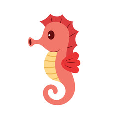 Cute ilustration of Seahorse with flat, fun and childish style for decorative and education child.