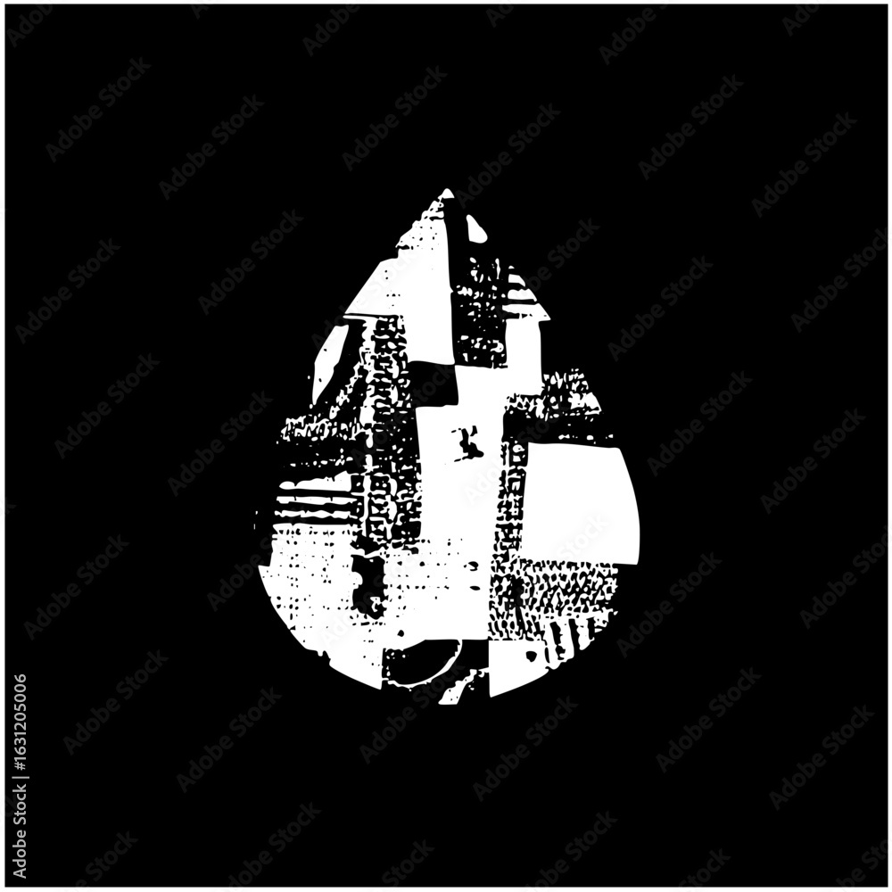Aufkleber vector abstract droplet with distressed texture.