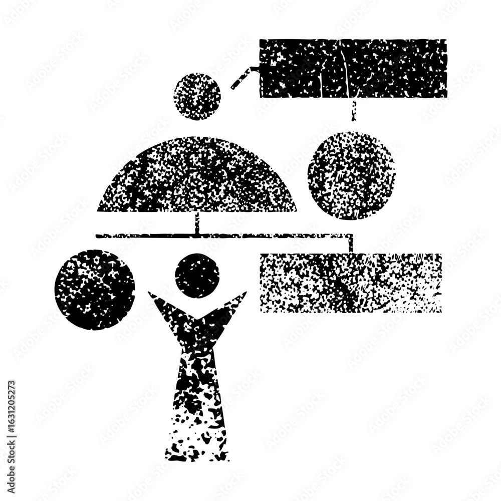 Poster vector abstract figure balances spheres on a scale representing equilibrium.