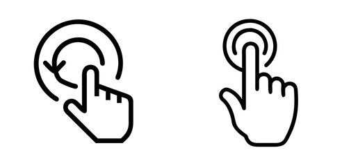 Hand Clicking Circular Button Outline Icon