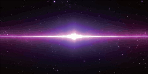 Obraz premium A purple galaxy with a bright white star in the middle. The galaxy is filled with stars and the star is the brightest one