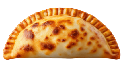 Baked empanada isolated on transparent background with golden brown crust and crispy texture