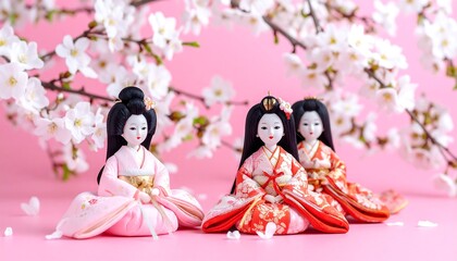 Pink dolls, cherry blossoms