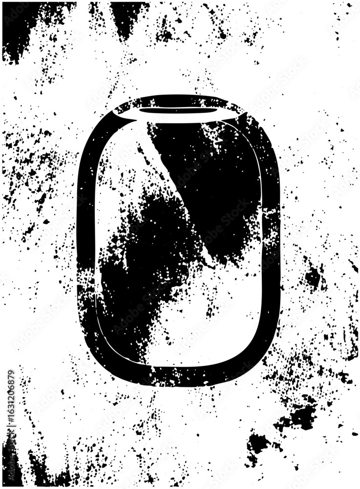 Aufkleber vector rounded square frame with distressed texture and diagonal slash.