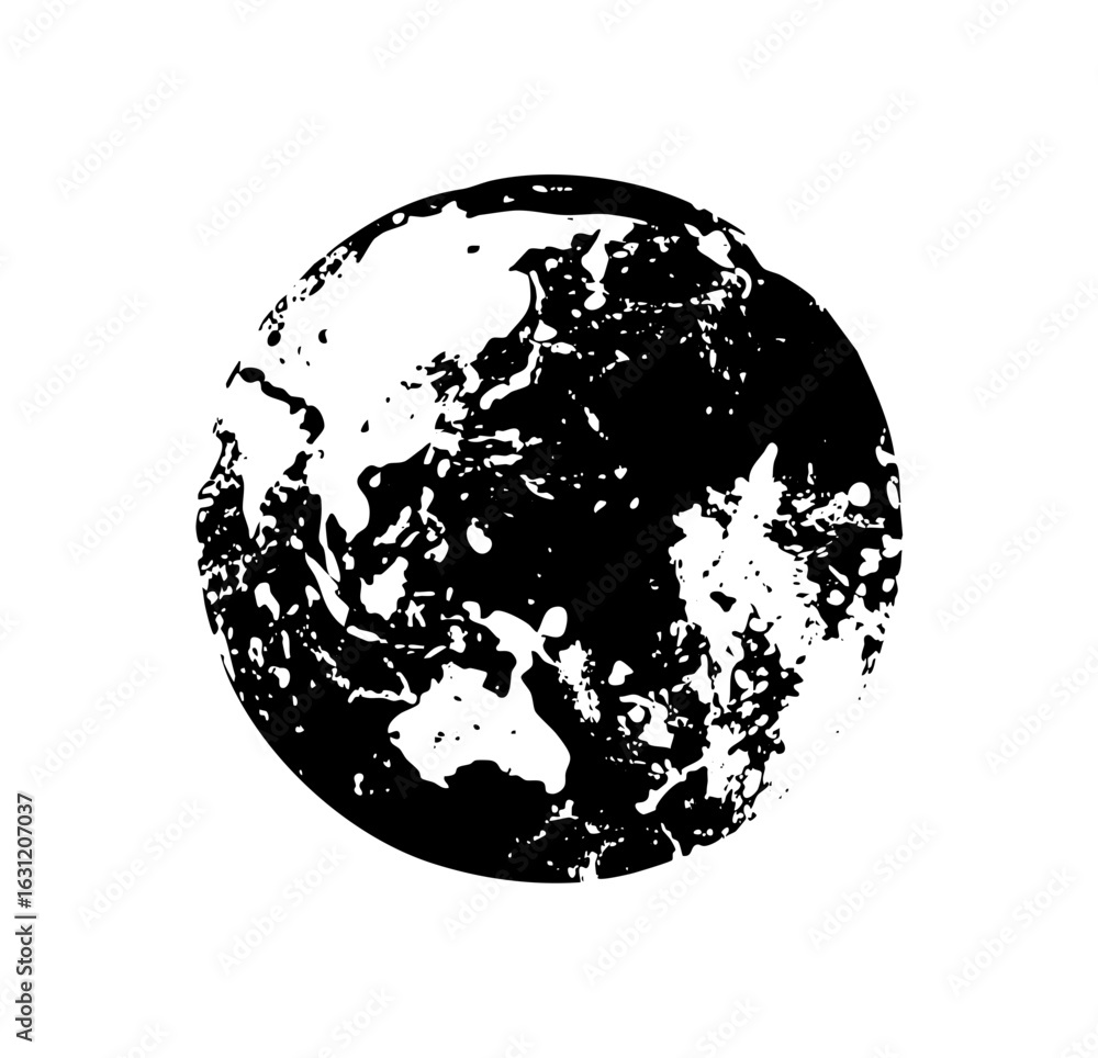 Poster vector abstract globe with textured continents.