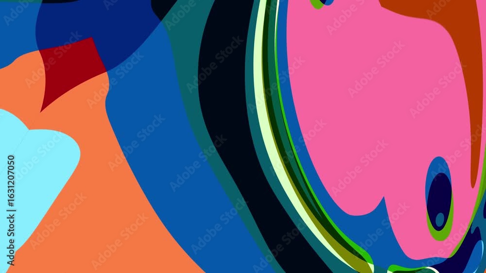 Poster abstract depiction of fluid dynamics with swirling colorful wave patterns in sharp detail on a clean