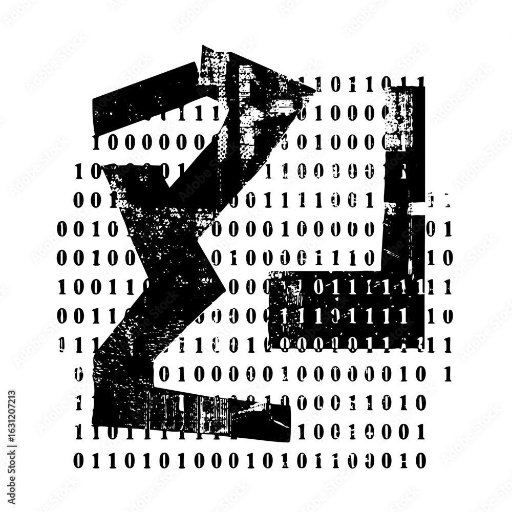 Poster vector abstract binary code and geometric shapes form a dynamic digital .