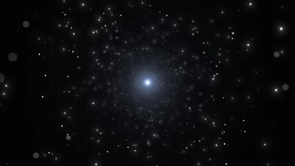 right central spiral light Spiral Galaxy Light Effect with Floating Glowing Stars on Black by glowing particles cosmic Space travel intros, sci-fi title openers, sequences, big bang visualizations - Powered by Adobe