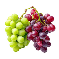 Obraz premium Two bunches of grapes, green and red, close-up