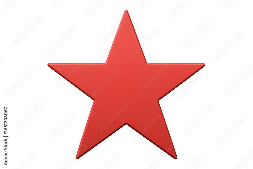 Poster red five-pointed star symbolizing achievement and quality, isolated on a transparent background for 