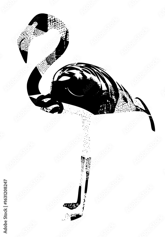 Poster vector elegant flamingo with dotted texture.